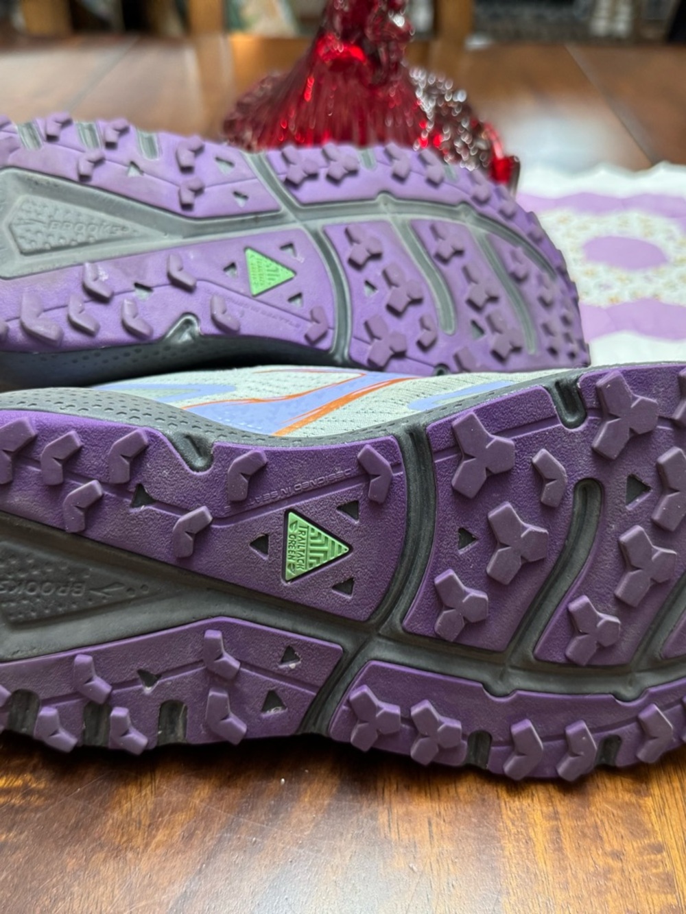 8.5 women’s Brooks Divide 5 Trail Running Shoes Gray & Purple w/Orange Accents - Picture 5 of 6
